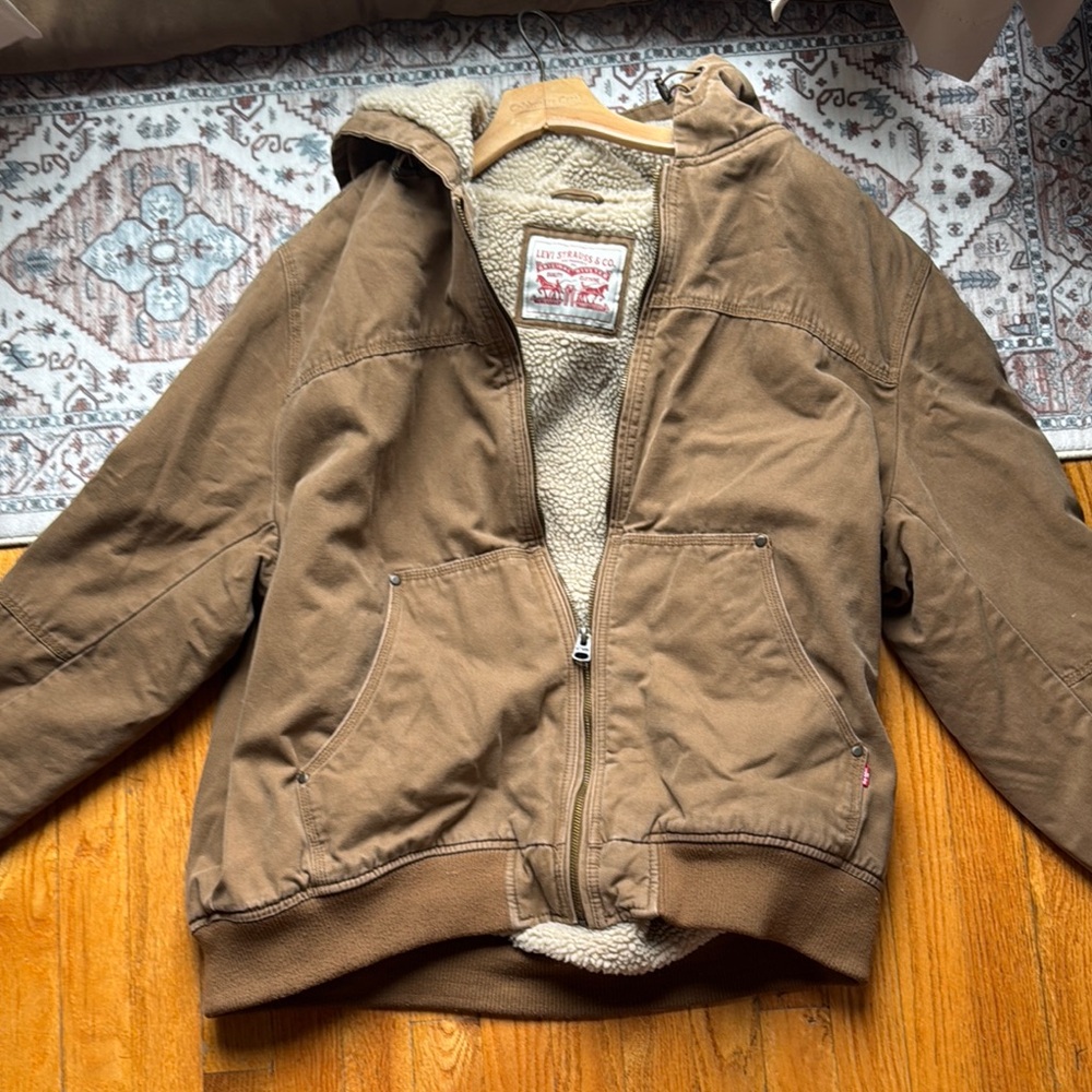 Levi's Tan Hooded Jacket with Sherpa Lining